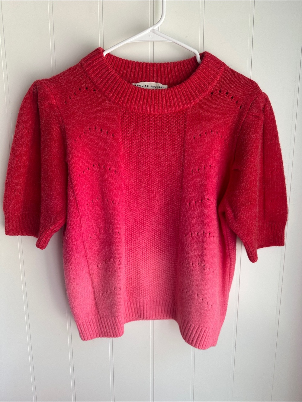English Factory Pink Ombre Crewneck Short-Sleeve Sweater